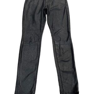 7 For All Mankind Black Faux Leather Reptile Print Skinny Ankle Jeans Size 25